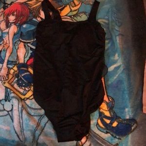 Black one piece bathing suit